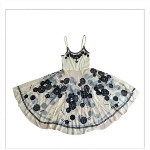 Johnny Was Dresses & Skirts - 2 PC Nwt Johnny Was Embroidered Mesh Slip Vintage Dress Parchment Midi & EARRING